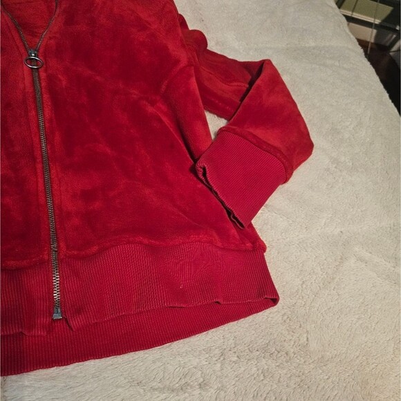 ATHLETA - Womens Velour Red Full Zip Jacket Size Medium - Picture 7 of 8